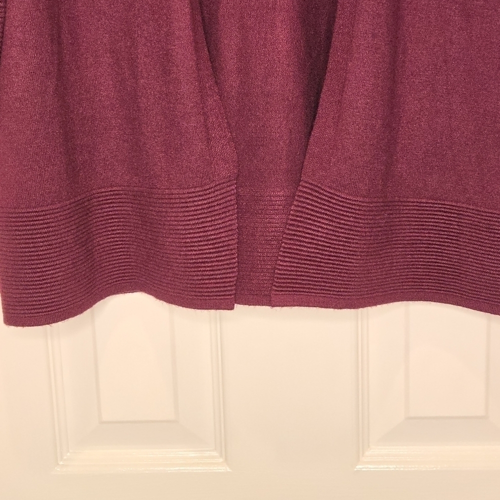Evolution by Cyrus Open Front Ribbed Knit Detail Cardigan Size Small Ancho Chili - Picture 9 of 11